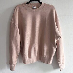 Uniqlo U Women Crew Neck Long Sleeve Sweat Pullover Blush Pink